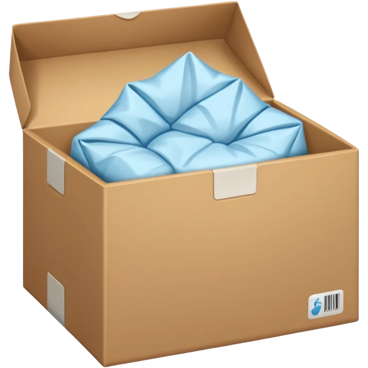 Generate a realistic emoji-style icon of the an open package which is empty and air is coming out of it. Out of the package air is coming out of it and the package is empty from the inside emoji