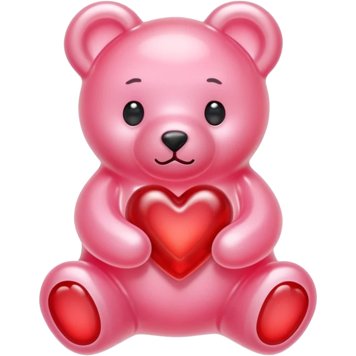 pastel pink jelly bear heart jelly red emoji