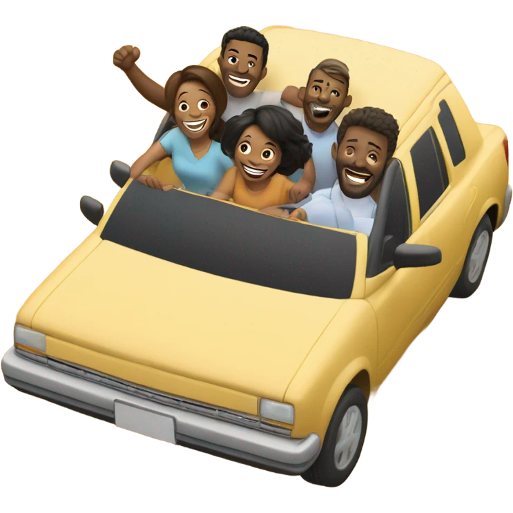 Uber with 2 couples hanging out windows emoji