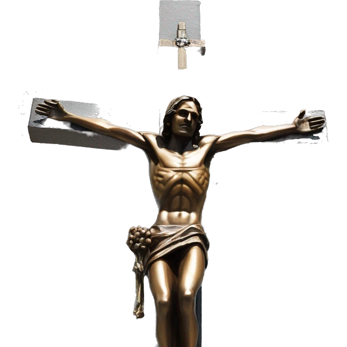 crucifix, reaching up to the sky, bronze statue emoji