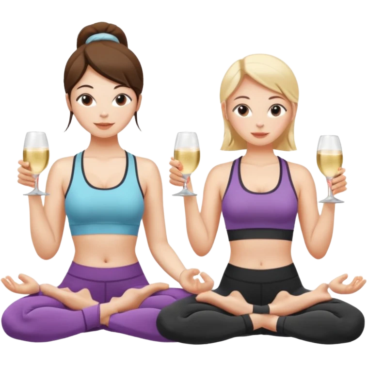 two girl yoga and prosecco  emoji