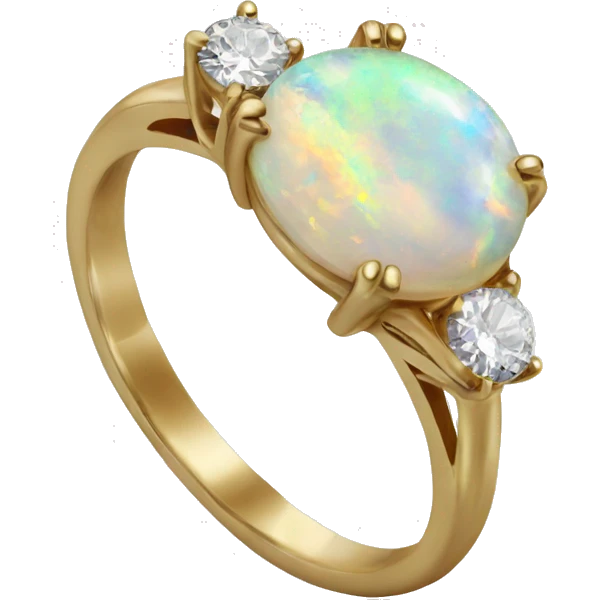realistic opal ring with two diamonds emoji