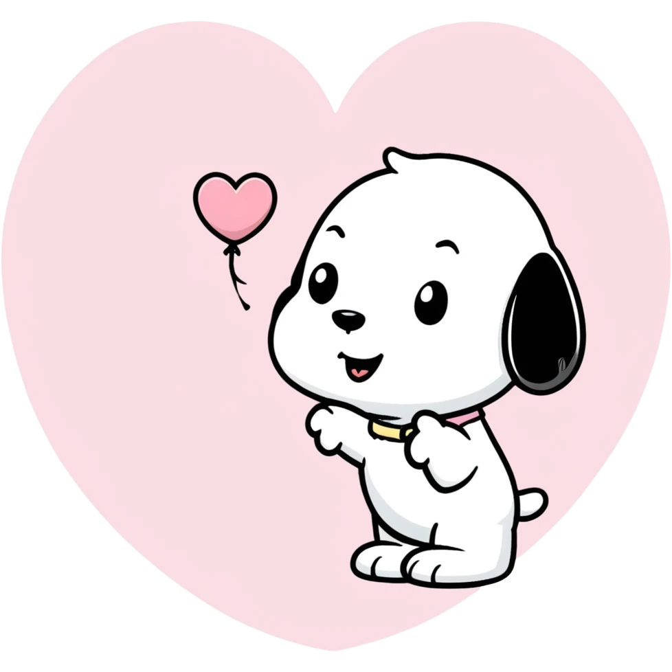 snoopy with a pastel pink ♡ emoji