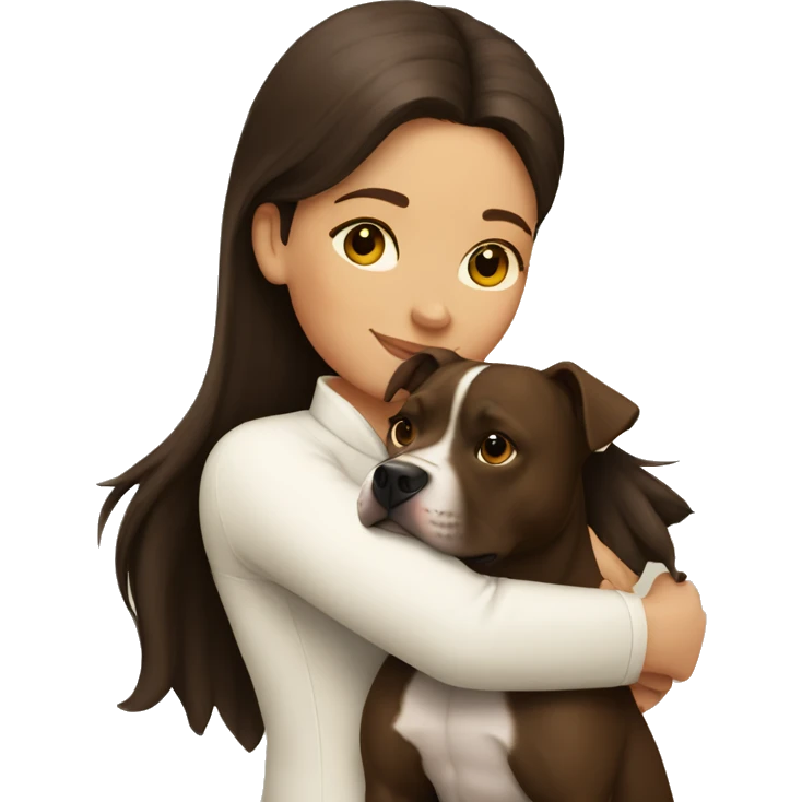 One brunette girl hugging pitbull  emoji