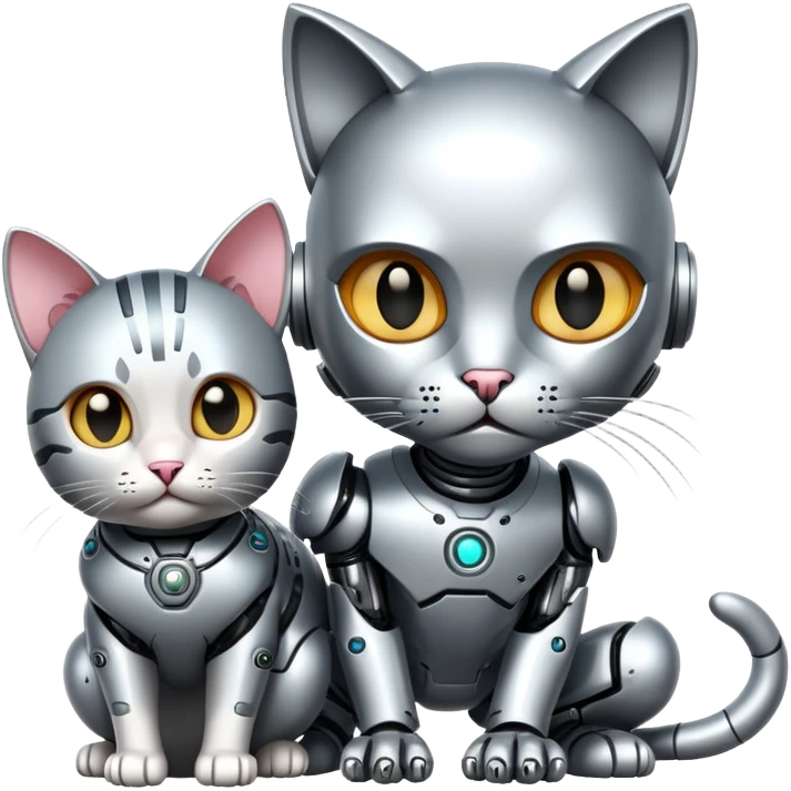 Cyborg with tiny cat emoji