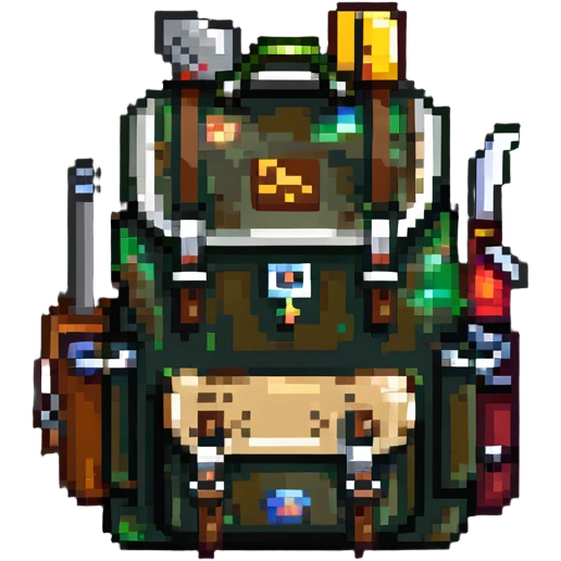 hiking backpack with survival tools emoji