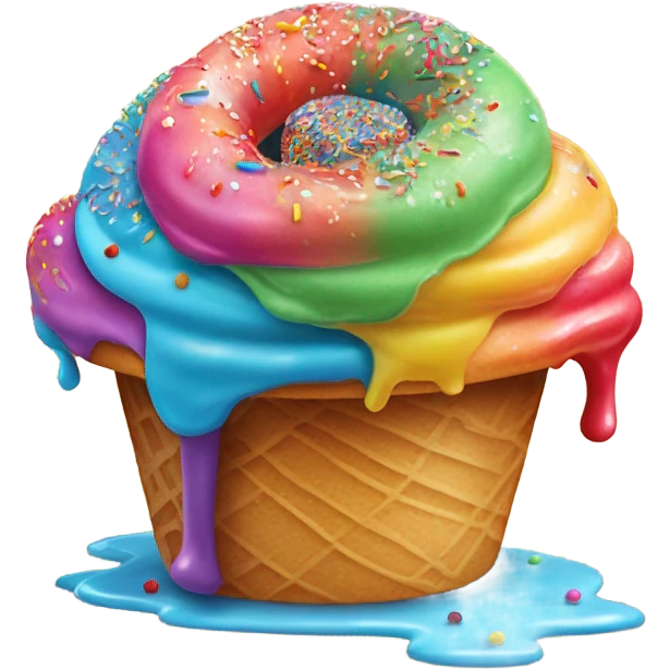 Rainbow icecream, rainbow donut emoji