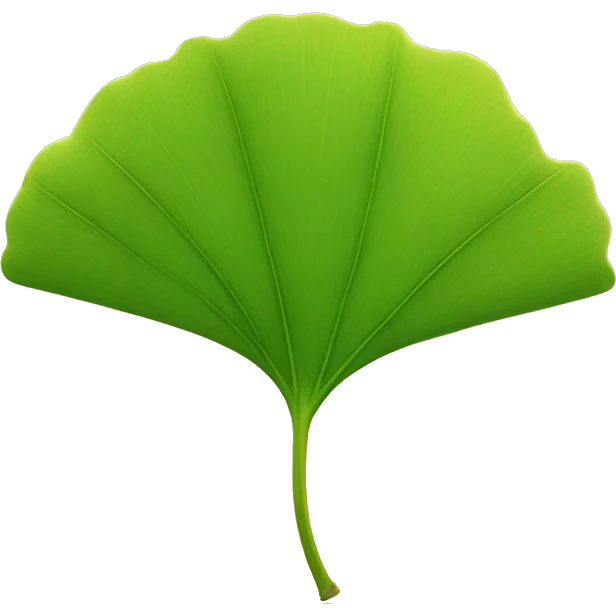 Hoja de ginkgo biloba estilo Pixar sonriendo  emoji