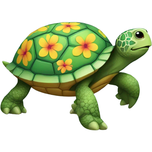 Turtle with flower shell emoji