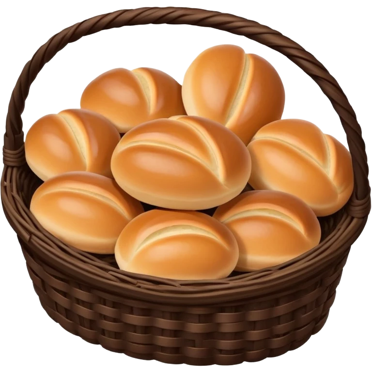 Dark Brown wicker basket with oval buns emoji