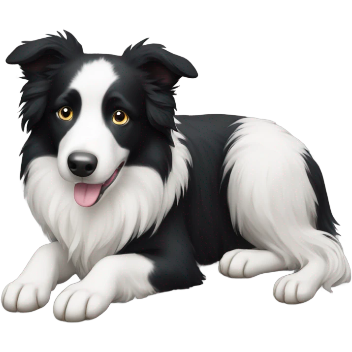Cute black and white Border collie  wearing red collar emoji