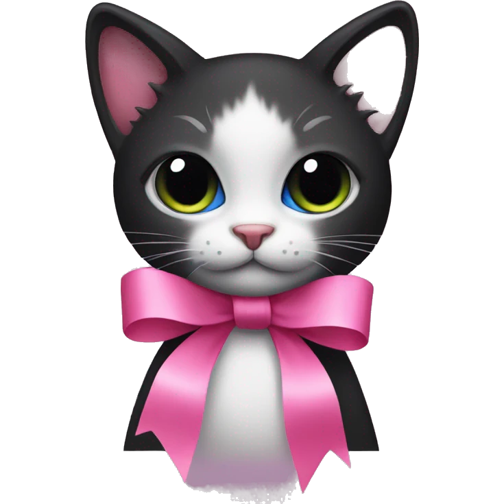 Black kitty with a pink ribbon  emoji