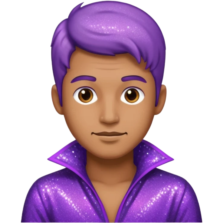 man supervisor wearing glitter purple glittery clothes emoji