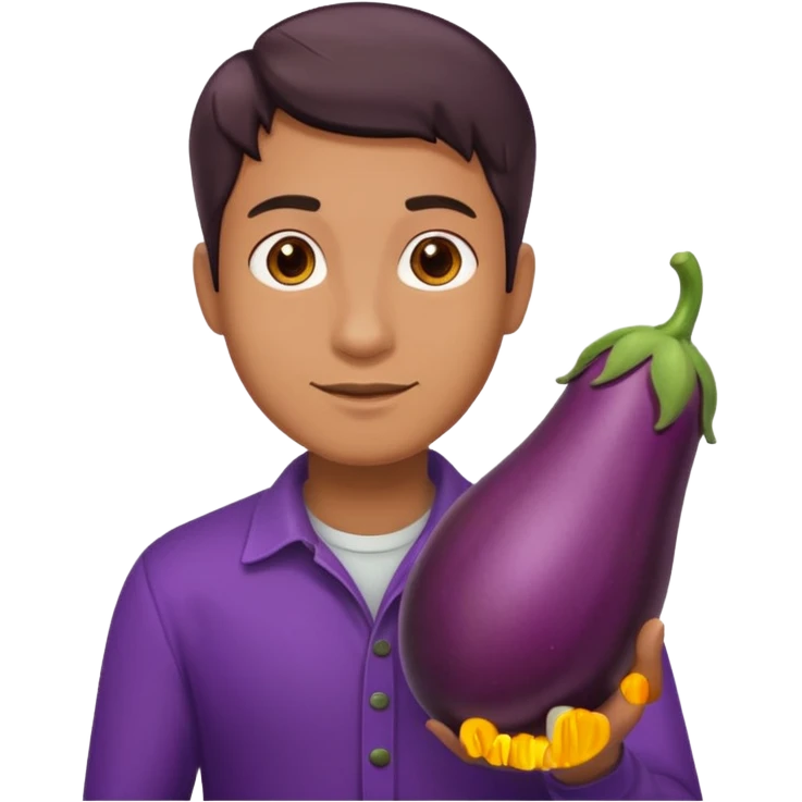 Naked man with an eggplant as his penis emoji