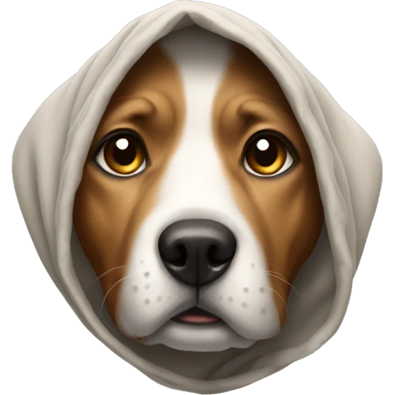 Dog wearing a hodie emoji