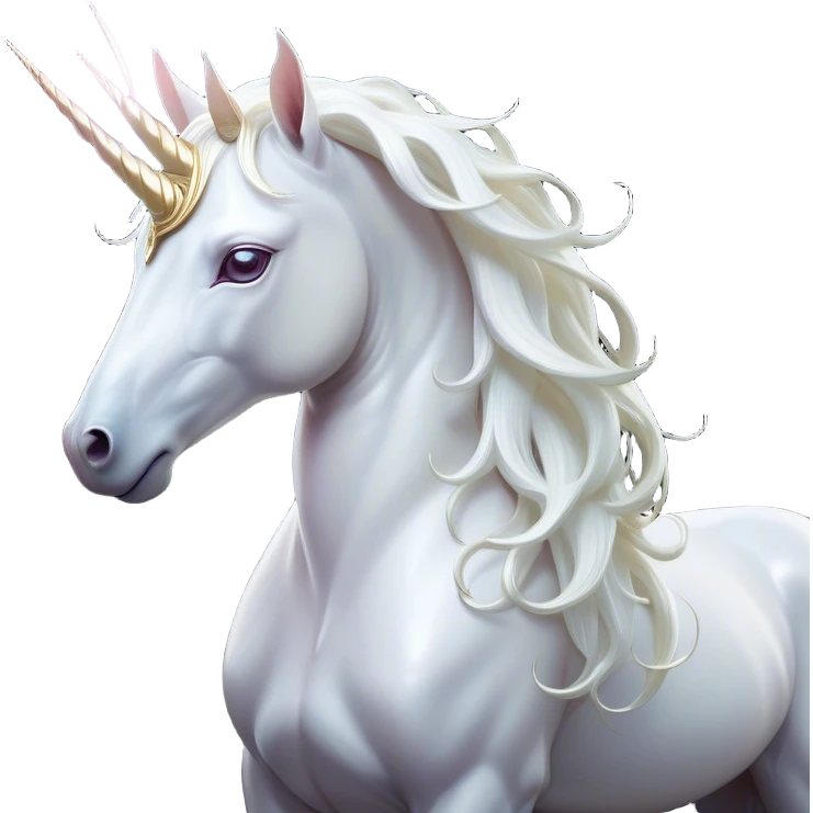 Cinematic Noble White Unicorn Portrait Emoji, Poised and regal, with a slender, ethereal form draped in a pristine white color, a flowing mane and tail, and a glistening, spiraled horn that radiates pure light, Simplified yet sharp and sophisticated features, highly detailed, glowing with a soft, iridescent luminescence, high shine, intelligent and transcendent, stylized with an air of mythical enchantment, focused and serene, soft glowing outline, capturing the essence of a watchful and confident white unicorn that appears ready to prance out of the screen with magical grace! emoji