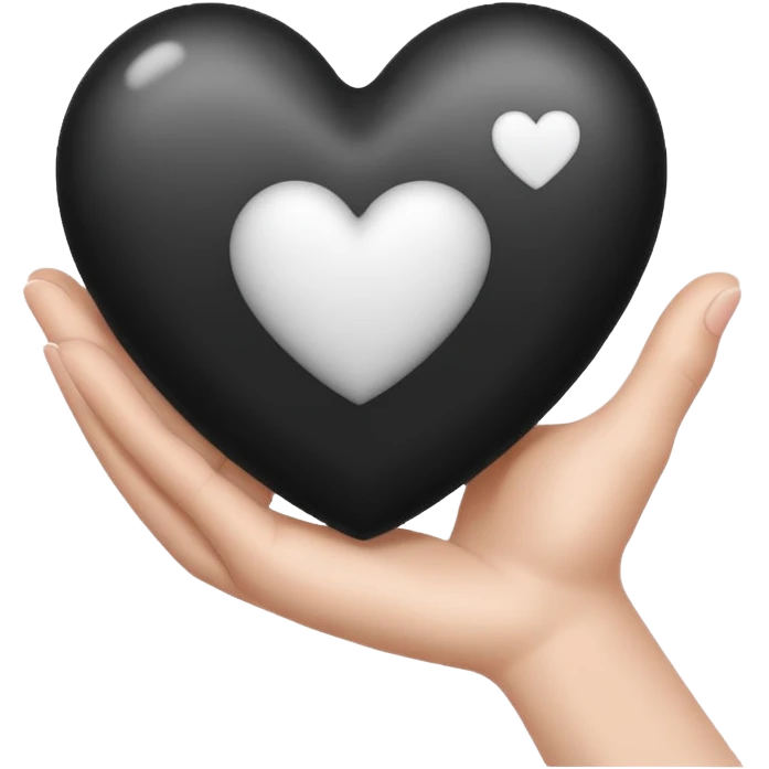  black and white heart in hand emoji
