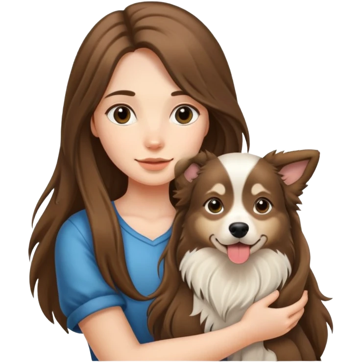 Black long-haired girl holding an Alaskan dog emoji