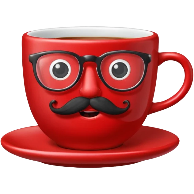 talking teacup red with glassess and mustache emoji