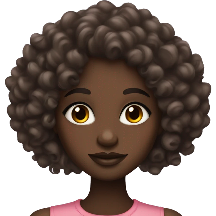 Dark skin girl,curly hair,long lashes with lip gloss  emoji