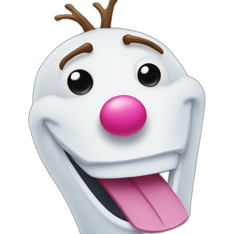olaf with a pink nose emoji