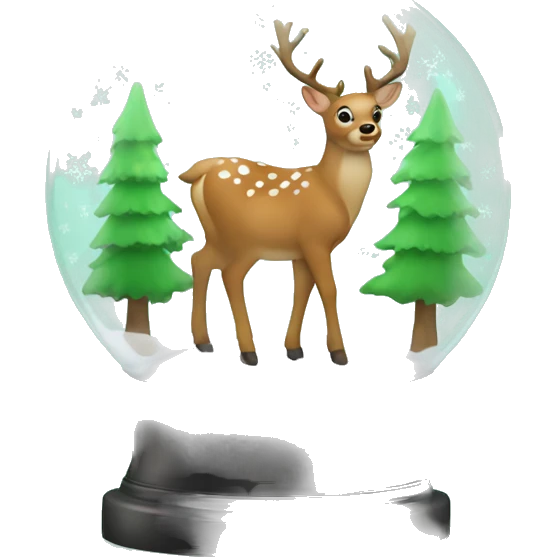 snow globe, deer, trees, Chroma key background  emoji