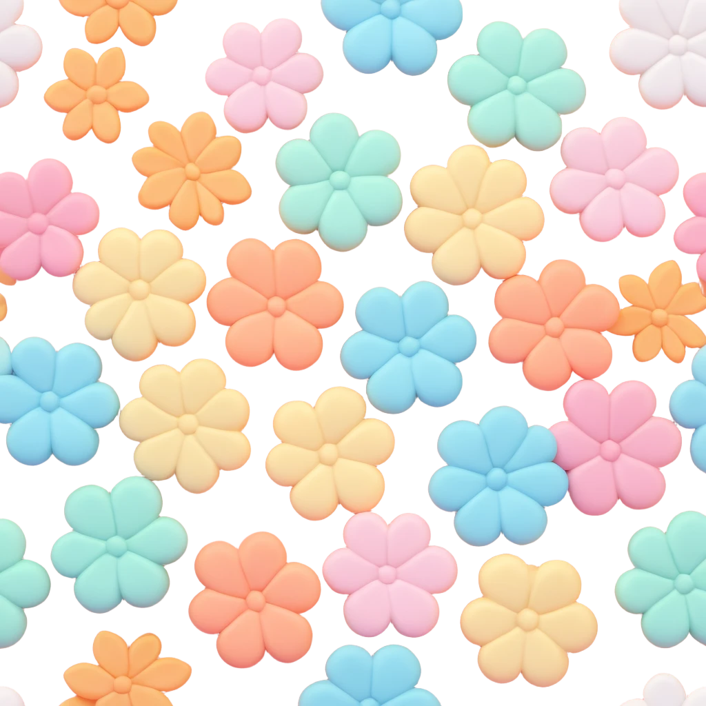 marshmallows in the shape of flowers, soft pastel colors, cute and puffy, plain background emoji
