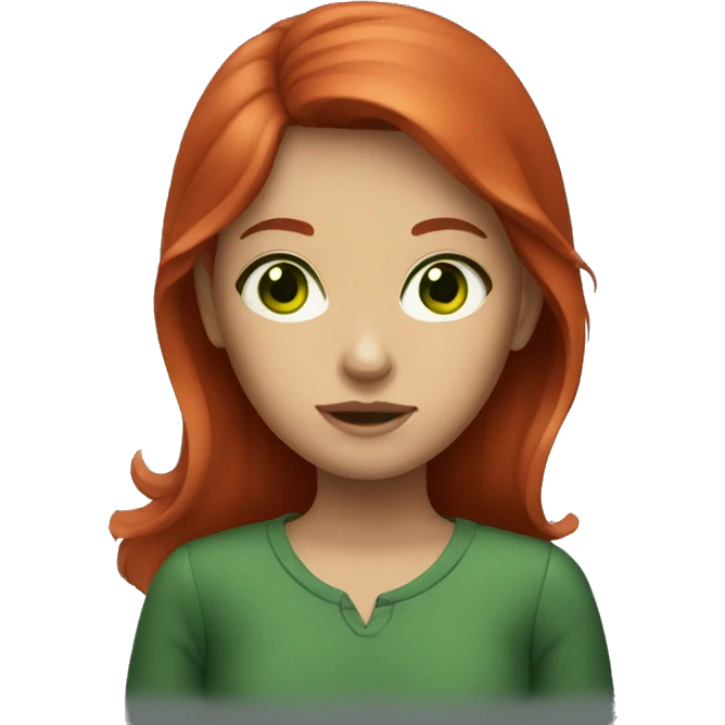 Girl with red hair and dark green eyes emoji