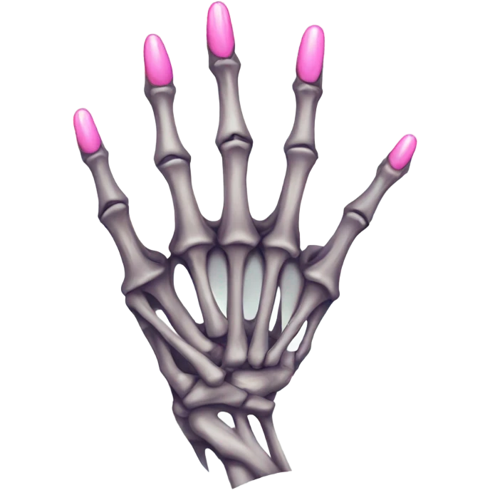 skeleton hand with long pink nails emoji