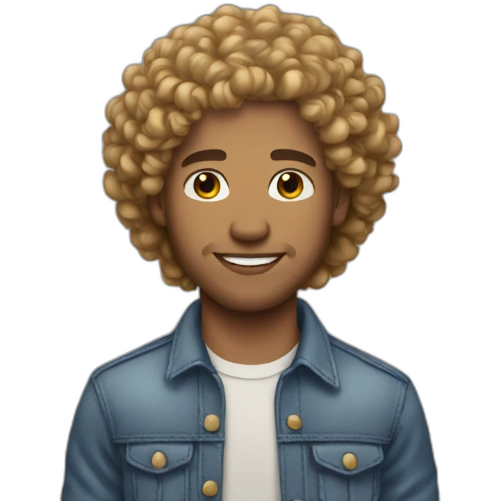 light skinned man curly hair emoji