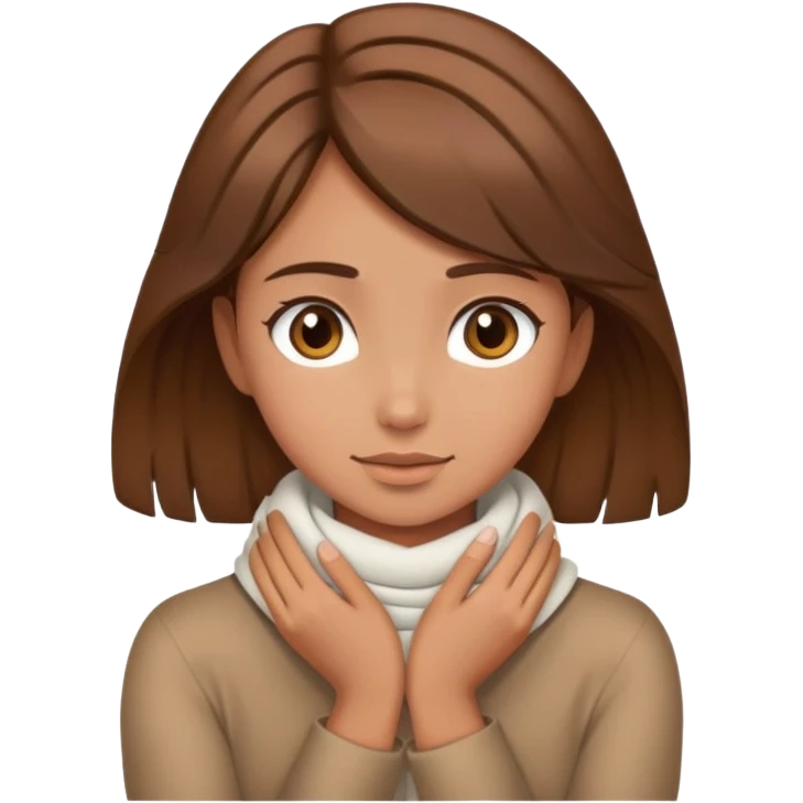 brown hair girl with hands wrapped around her neck  emoji