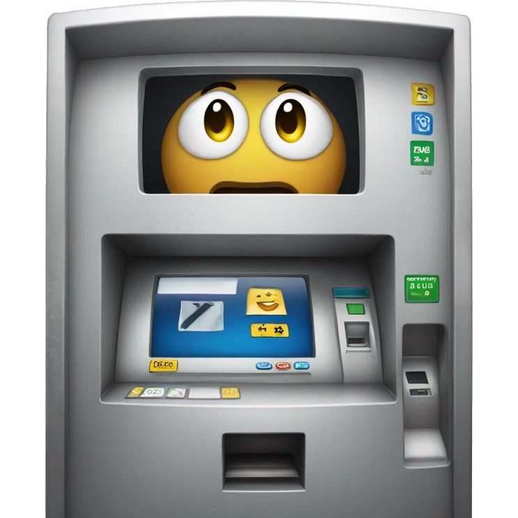ATM machine + curious face emoji