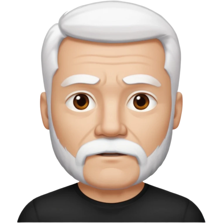 White haired muscled adult man with a black t-shirt. He has white beard with a short goatee. Dark brown eyes and some wrinkles. emoji