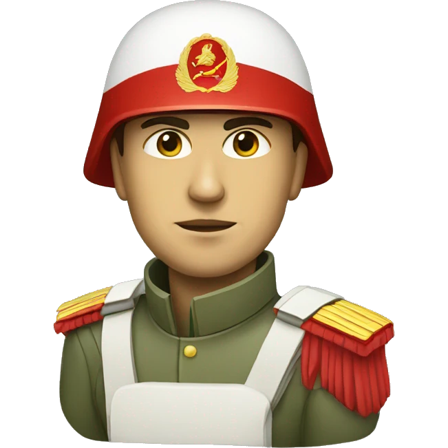 ussr soldier serious with military helmet emoji