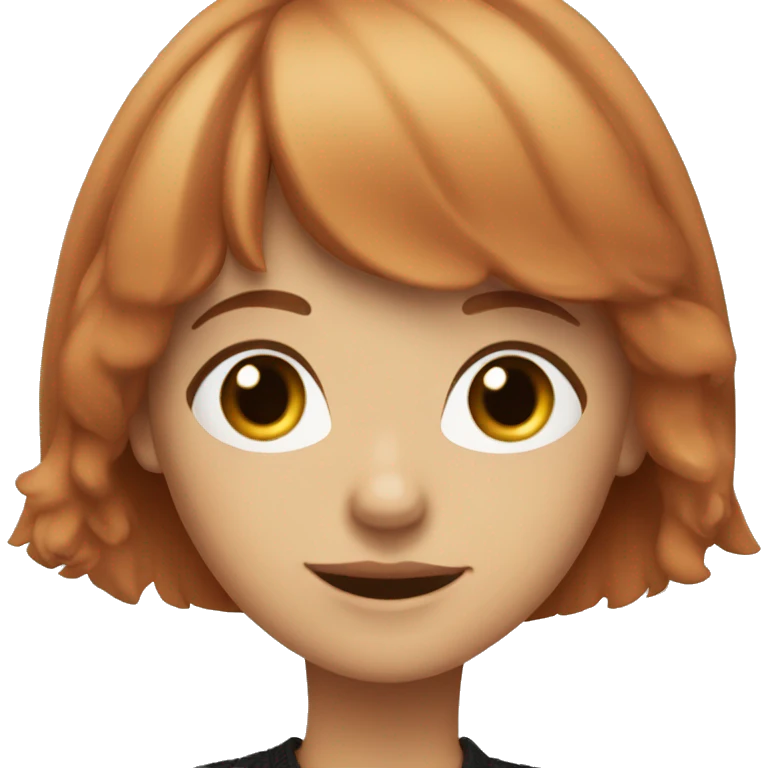 A light red-haired girl with bangs in a black sweater emoji