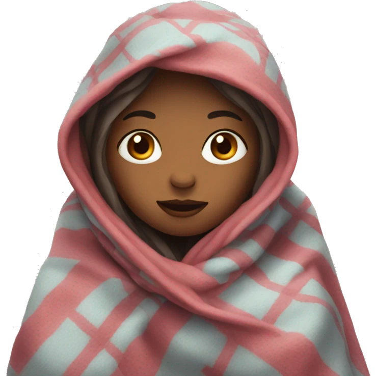 Girl in blanket cold emoji