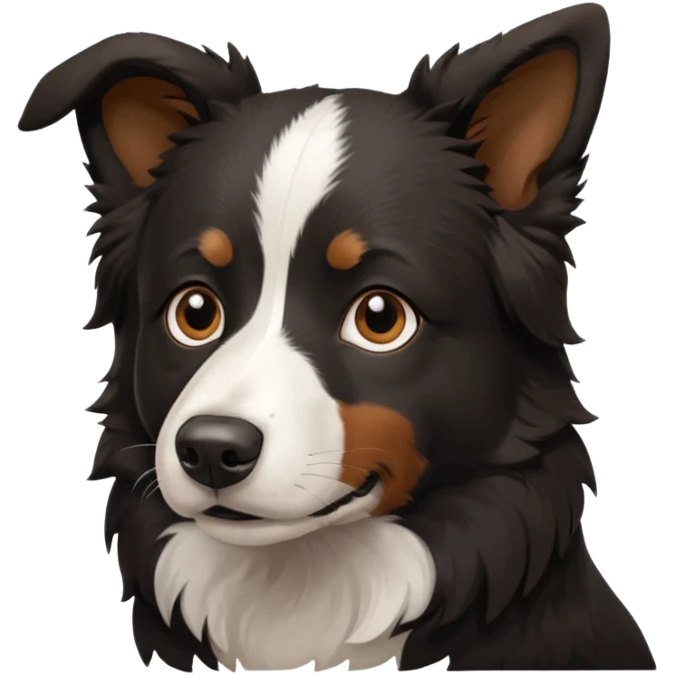 border collie predominantly black fur with brown on the eyebrows and neck, no white fur emoji