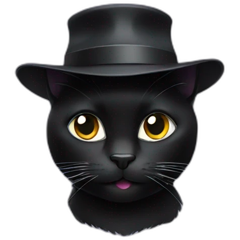 Black cat with hat emoji