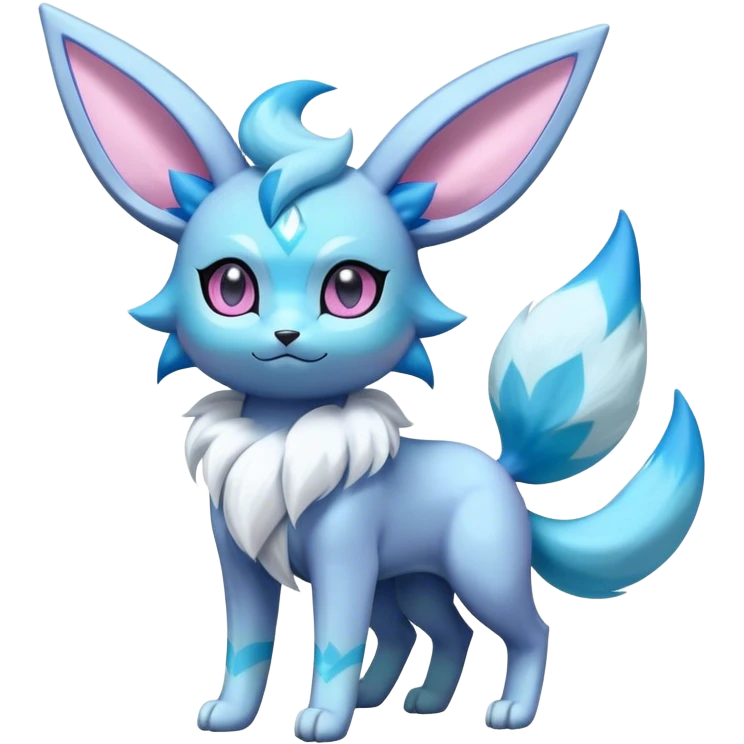 Futuristic Fluffy Glaceon-Espeon-Sylveon-Umbreon-hybrid, full bod emoji