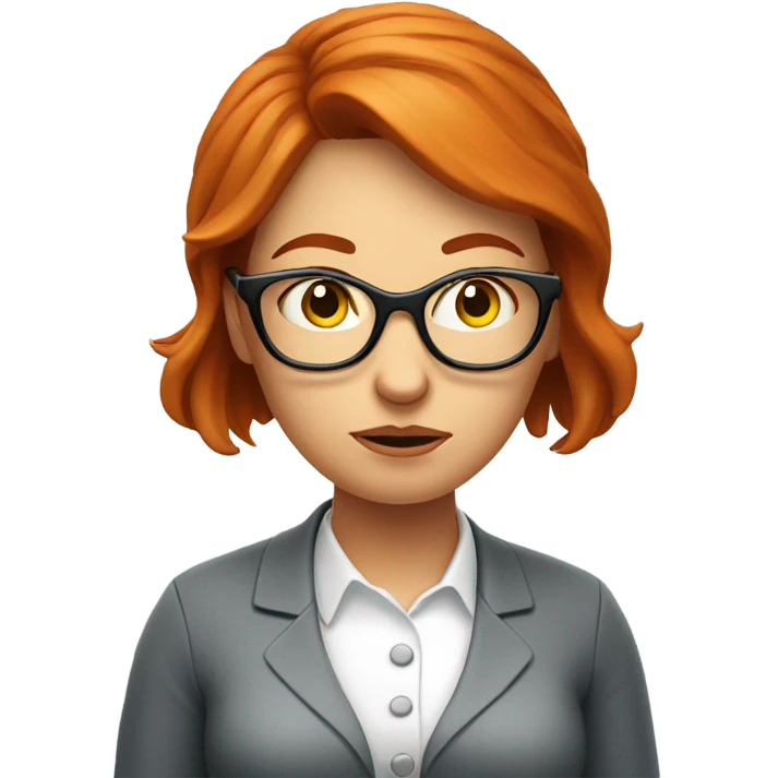 red hair woman nutritionist with glasses sad thinking about money emoji