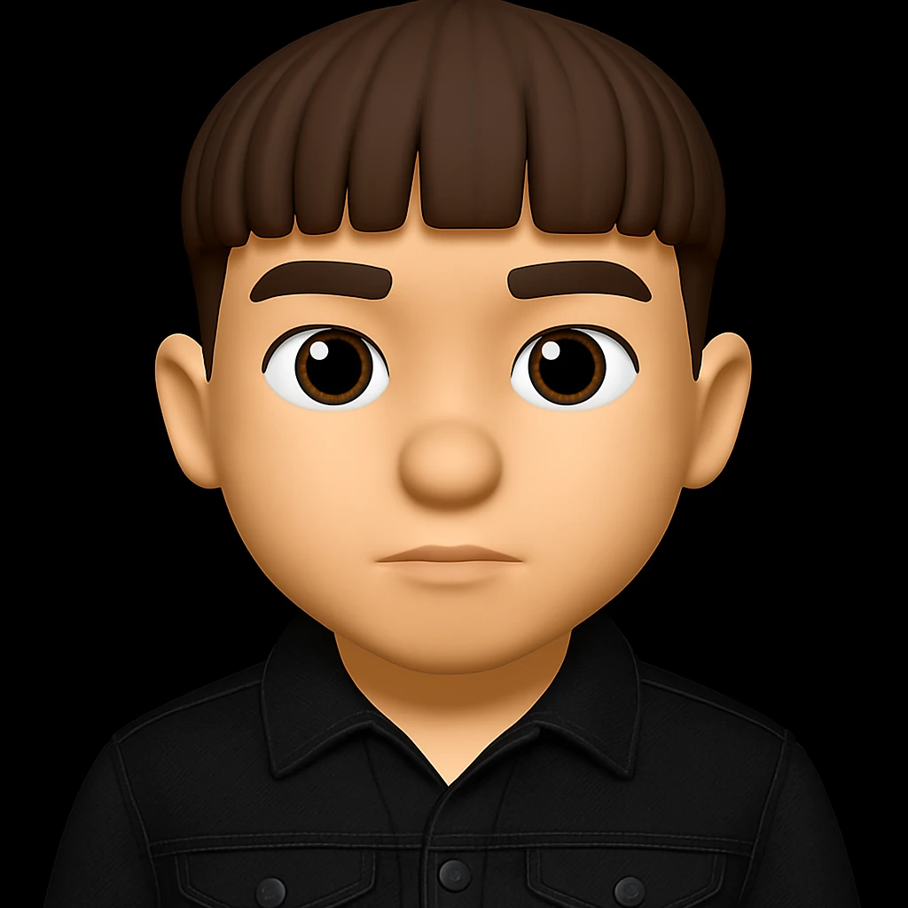 Re-dress the young man in the image wearing a black denim jacket, while preserving the 3D emoji style look and feel. emoji