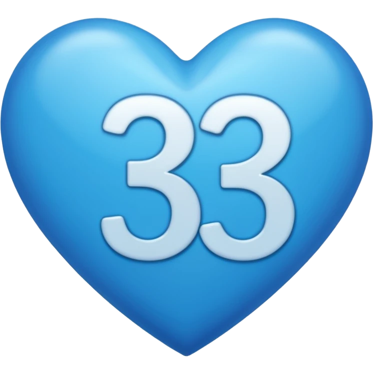 number "3" print inside the blue heart shape emoji