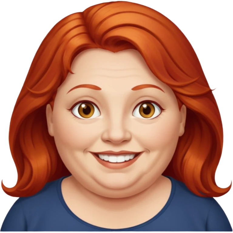 obese; older 50's ; long red hair ; women hazel eyes emoji