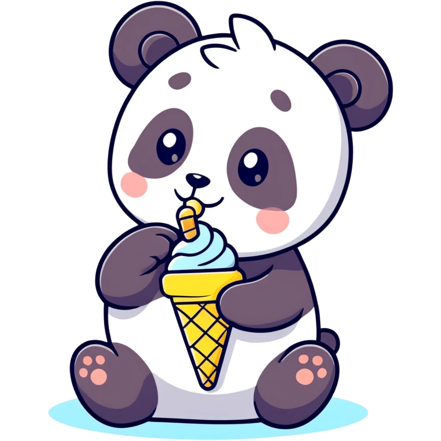 Panda eating ice cream emoji