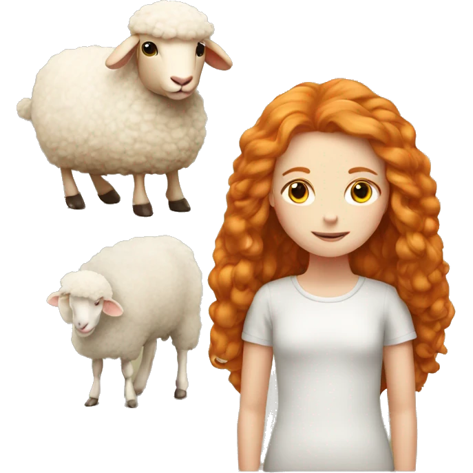 Ginger girl with a sheep  emoji