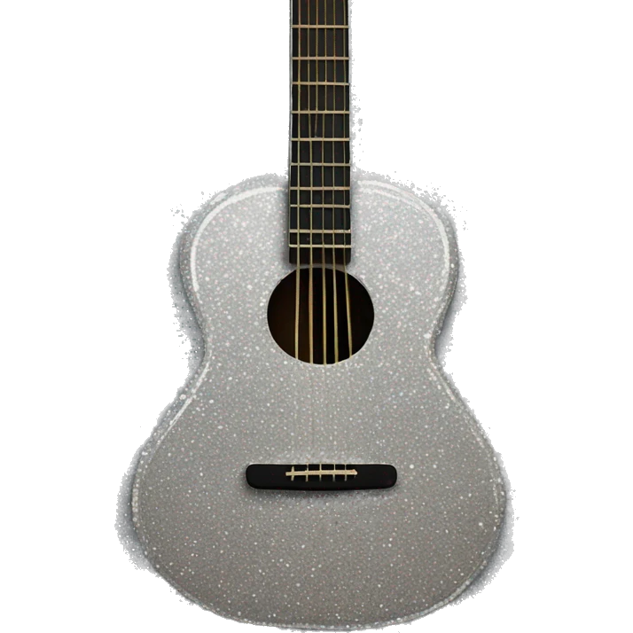Acoustic Guitar made of silver glitter emoji