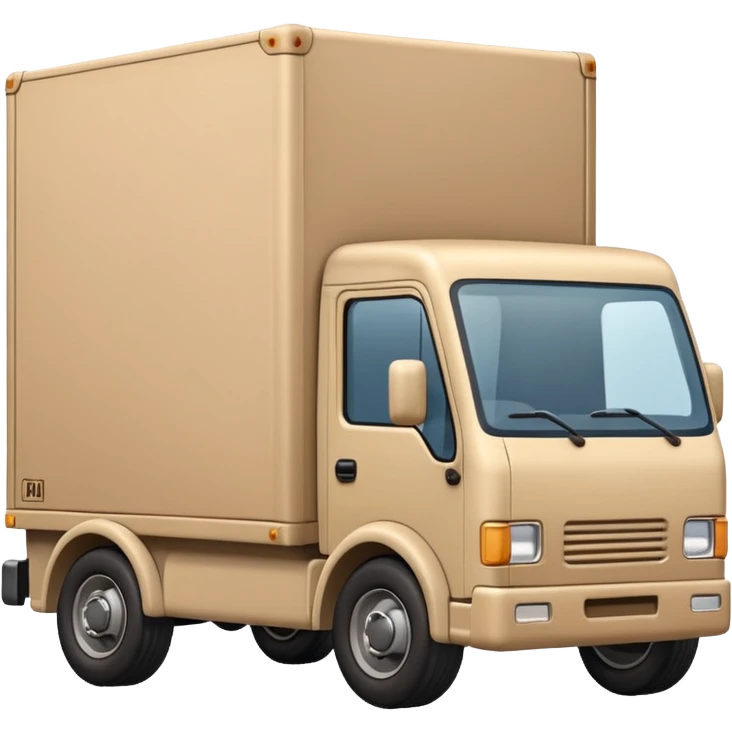 emoji of beige delivery truck, in perspective view emoji