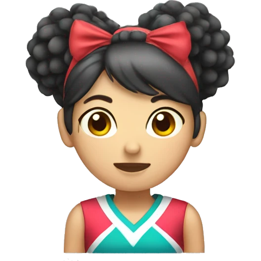 asian girl with cheerleading pom pom  emoji