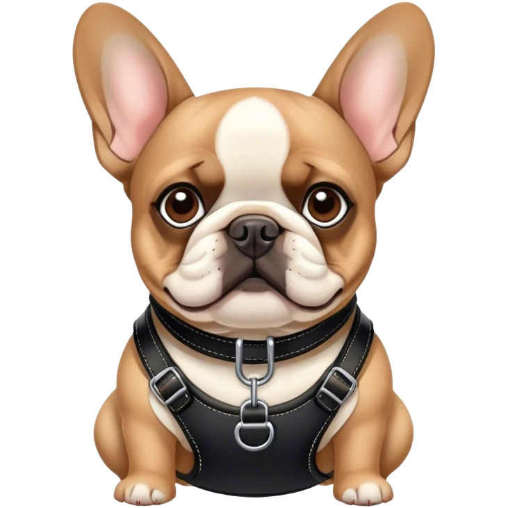 French Bulldog in black harness emoji