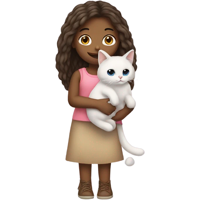 A girl holding a ragdoll cat emoji